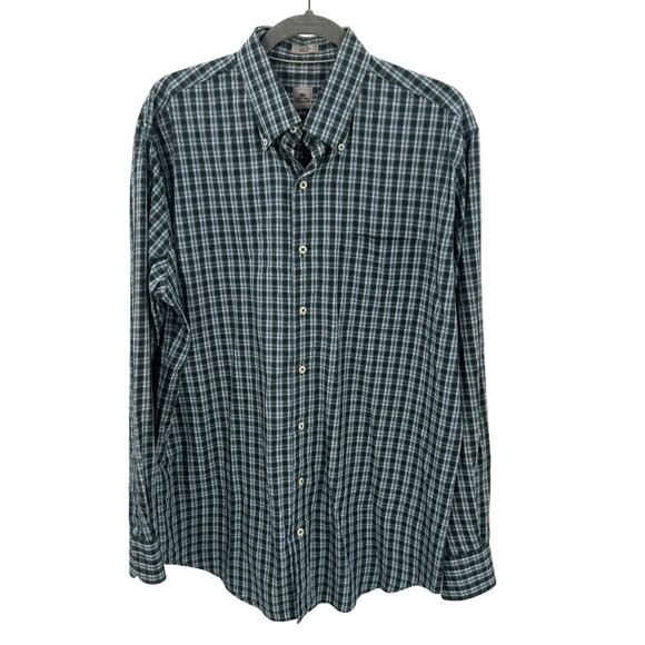 Peter Millar Other - Peter Millar Mens Large Blue Plaid Button-Down Long Sleeve Shirt 100% Cotton